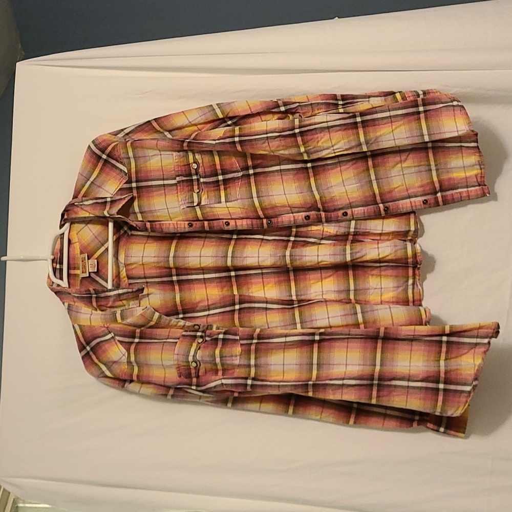 Mossimo pink, yellow, and gray plaid shirt (2xl)